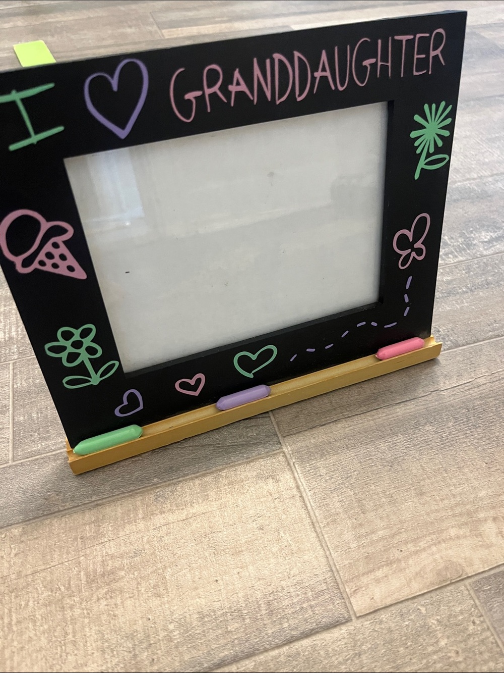 I ♥ Granddaughter Chalkboard Photo Frame - Black with Pastel Accents